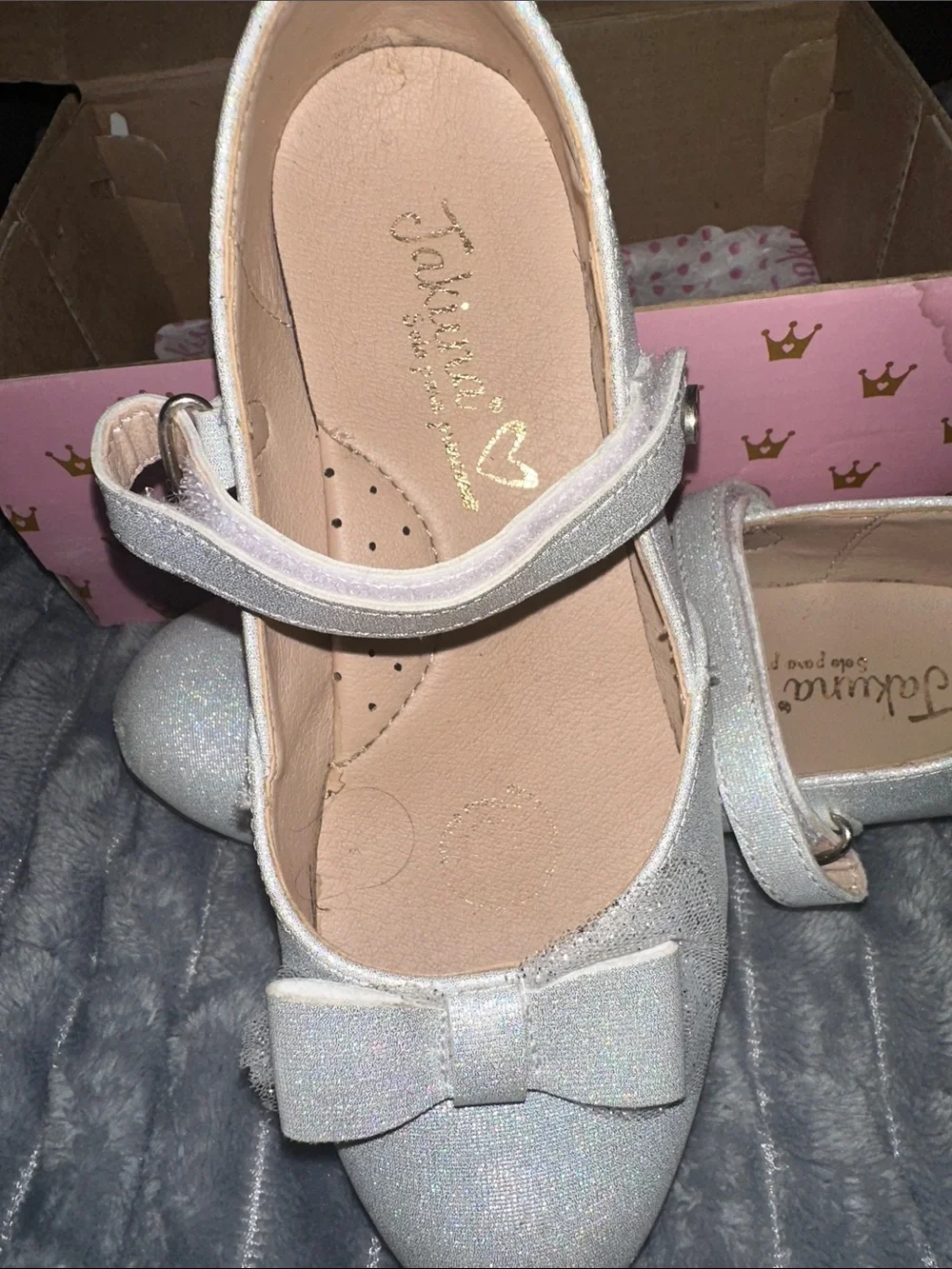 MIA Girls Sparkle Mary Jane Shoes in Ivory